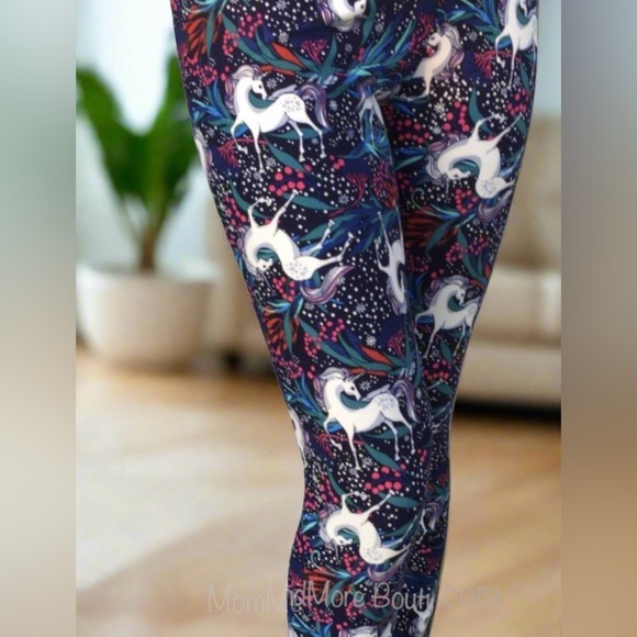 OS NEW Womens Unicorn Leggings YOGA WAIST Soft Pants Fit 0-12 - Picture 3 of 9